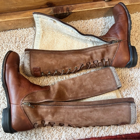 UGG Smithfield Riding Boots Women’s 8 Brown Leather and Suede Knee-High Boots - Picture 10 of 16